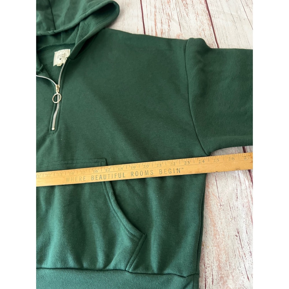 Social Scene Womens Forest‎ Green Quarter Zip O-Ring Hoodie Sweatshirt Medium - Picture 6 of 8